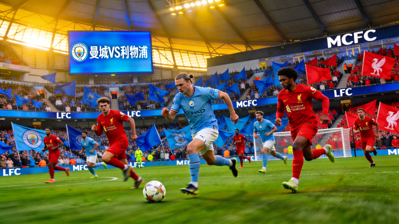 英超曼彻斯特城队与利物浦队足球比赛直播现场